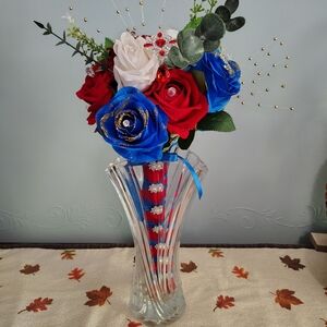 Flower Bouquet red white and blue